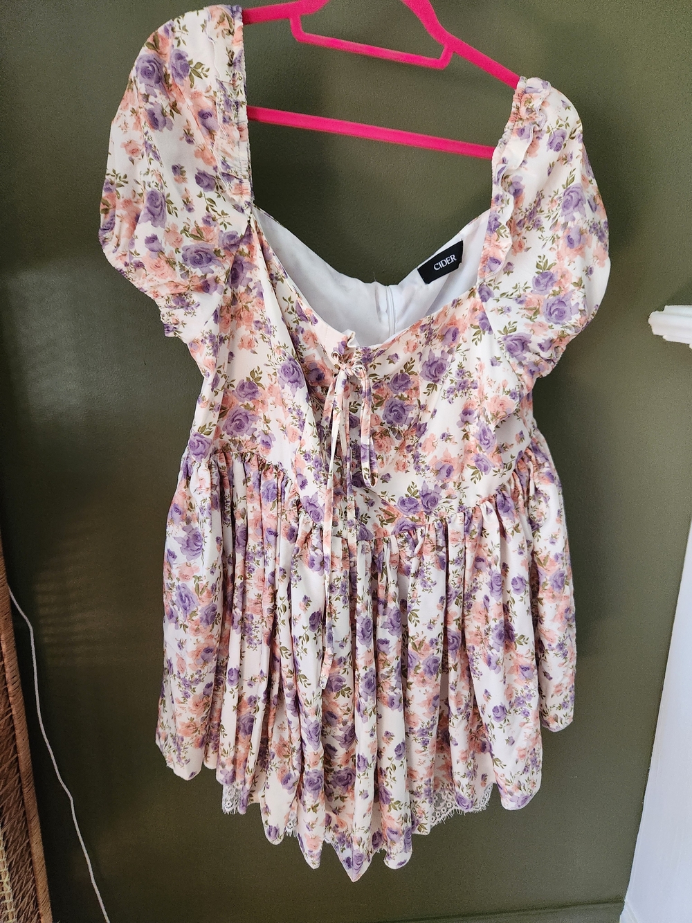 Cider Short Dress 3XL Cream with Pink and Purple color
